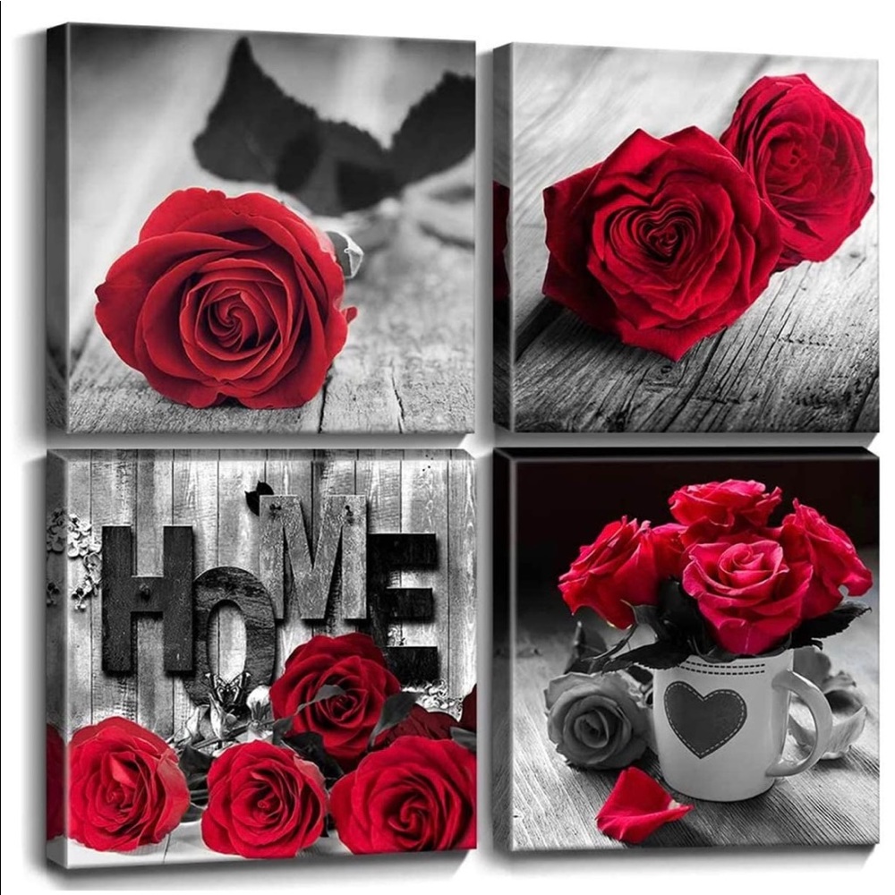 Red Rose Flower Wall Decor
